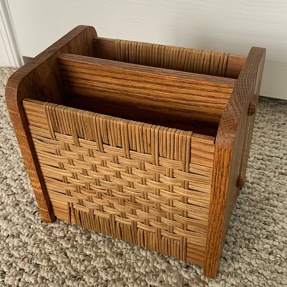 Wood/Wicker Desk Organizer
